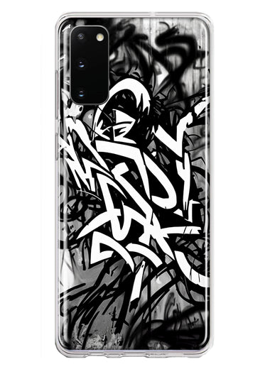 Samsung Galaxy S20 Black White Urban Graffiti Hybrid Protective Phone Case Cover