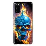 Samsung Galaxy S20 Blue Flaming Skull Burning Fire Double Layer Phone Case Cover