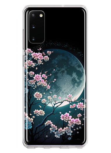 Samsung Galaxy S20 Kawaii Manga Pink Cherry Blossom Full Moon Hybrid Protective Phone Case Cover