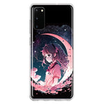 Samsung Galaxy S20 Kawaii Manga Pink Cherry Blossom Dreaming Moon Girl Hybrid Protective Phone Case Cover