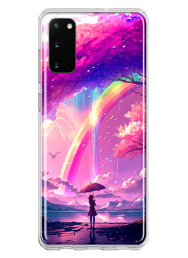 Samsung Galaxy S20 Kawaii Manga Pink Cherry Blossom Japanese Rainbow Girl Hybrid Protective Phone Case Cover