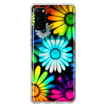 Samsung Galaxy S20 Neon Rainbow Daisy Glow Colorful Daisies Baby Blue Pink Yellow White Double Layer Phone Case Cover