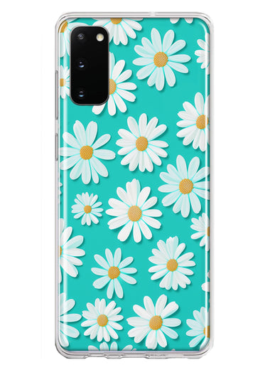 Samsung Galaxy S20 Turquoise Teal White Daisies Cute Daisy Polka Dots Double Layer Phone Case Cover