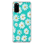 Samsung Galaxy S20 Turquoise Teal White Daisies Cute Daisy Polka Dots Double Layer Phone Case Cover