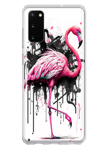 Samsung Galaxy S20 Pink Flamingo Painting Graffiti Hybrid Protective Phone Case Cover
