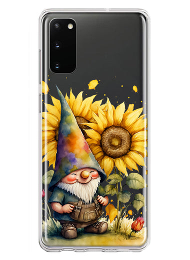 Samsung Galaxy S20 Cute Gnome Sunflowers Clear Hybrid Protective Phone Case Cover