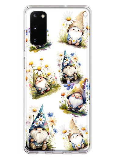 Samsung Galaxy S20 Cute White Blue Daisies Gnomes Hybrid Protective Phone Case Cover