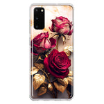 Samsung Galaxy S20 Romantic Elegant Gold Marble Red Roses Double Layer Phone Case Cover