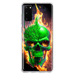 Samsung Galaxy S20 Green Flaming Skull Burning Fire Double Layer Phone Case Cover