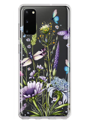 Samsung Galaxy S20 Lavender Dragonfly Butterflies Spring Flowers Hybrid Protective Phone Case Cover