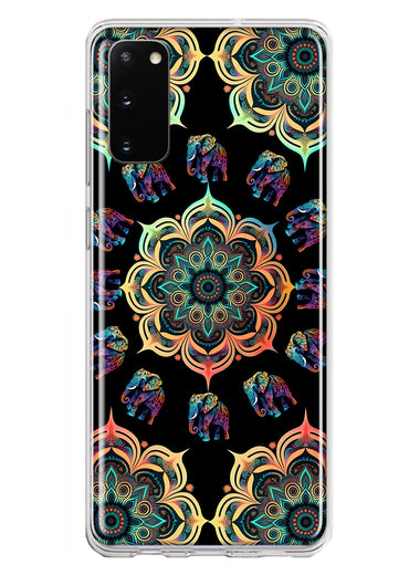 Samsung Galaxy S20 Mandala Geometry Abstract Elephant Pattern Hybrid Protective Phone Case Cover