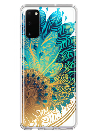 Samsung Galaxy S20 Mandala Geometry Abstract Peacock Feather Pattern Hybrid Protective Phone Case Cover