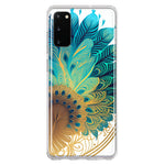 Samsung Galaxy S20 Mandala Geometry Abstract Peacock Feather Pattern Hybrid Protective Phone Case Cover