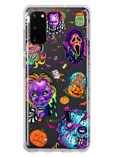 Samsung Galaxy S20 Cute Halloween Spooky Horror Scary Neon Characters Hybrid Protective Phone Case Cover