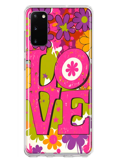 Samsung Galaxy S20 Pink Daisy Love Graffiti Painting Art Hybrid Protective Phone Case Cover