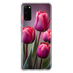 Samsung Galaxy S20 Pink Tulip Flowers Floral Hybrid Protective Phone Case Cover