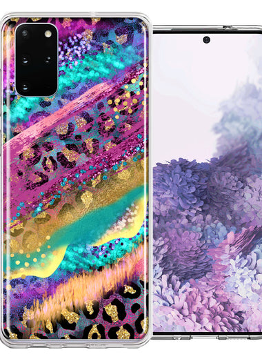 Samsung Galaxy S20 Plus Leopard Paint Colorful Beautiful Abstract Milkyway Double Layer Phone Case Cover