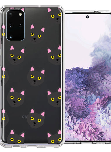 Samsung Galaxy S20 Plus Black Cat Polkadots Design Double Layer Phone Case Cover