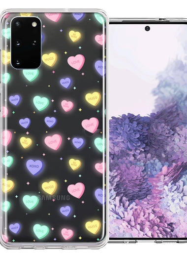 Samsung Galaxy S20 Plus Valentine's Day Heart Candies Polkadots Design Double Layer Phone Case Cover
