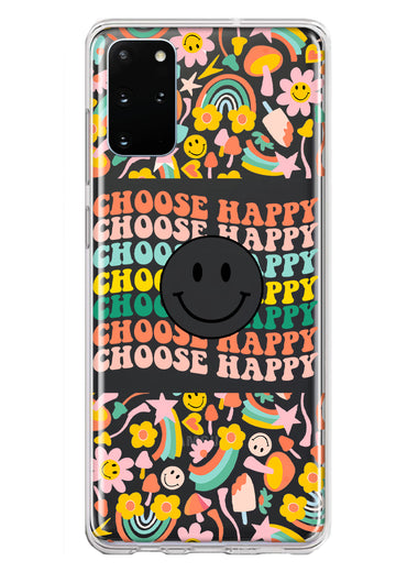 Samsung Galaxy S20 Plus Choose Happy Smiley Face Retro Vintage Groovy 70s Style Hybrid Protective Phone Case Cover