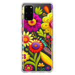 Samsung Galaxy S20 Plus Colorful Yellow Pink Folk Style Floral Vibrant Spring Flowers Hybrid Protective Phone Case Cover