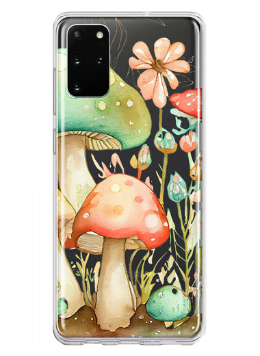 Samsung Galaxy S20 Plus Fairytale Watercolor Mushrooms Pastel Spring Flowers Floral Hybrid Protective Phone Case Cover