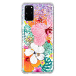 Samsung Galaxy S20 Plus Hawaiian Vibes Hibiscus Flowers Monstera Vacation Summer Hybrid Protective Phone Case Cover