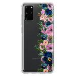 Samsung Galaxy S20 Plus Navy Blue Summer Watercolor Floral Classic Purple Flowers Hybrid Protective Phone Case Cover