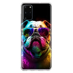 Samsung Galaxy S20 Plus Neon Rainbow Glow Bulldog Hybrid Protective Phone Case Cover