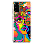 Samsung Galaxy S20 Plus Neon Rainbow Psychedelic Hippie One Eye Pop Art Hybrid Protective Phone Case Cover