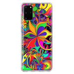 Samsung Galaxy S20 Plus Neon Rainbow Psychedelic Hippie Wild Flowers Hybrid Protective Phone Case Cover