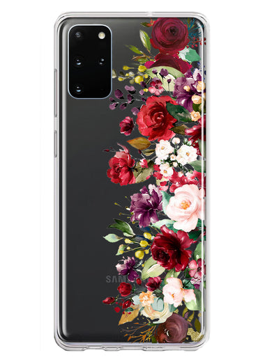 Samsung Galaxy S20 Plus Red Summer Watercolor Floral Bouquets Ruby Flowers Hybrid Protective Phone Case Cover
