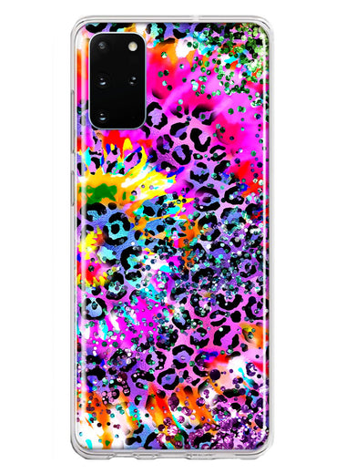 Samsung Galaxy S20 Plus Vibrant Pink Purple Tie Dye Summer Leopard Swirl Rainbow Hybrid Protective Phone Case Cover