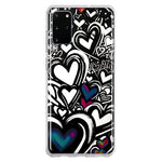 Samsung Galaxy S20 Plus Black White Hearts Love Graffiti Hybrid Protective Phone Case Cover