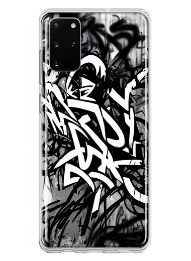 Samsung Galaxy S20 Plus Black White Urban Graffiti Hybrid Protective Phone Case Cover
