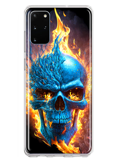 Samsung Galaxy S20 Plus Blue Flaming Skull Burning Fire Double Layer Phone Case Cover