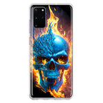 Samsung Galaxy S20 Plus Blue Flaming Skull Burning Fire Double Layer Phone Case Cover