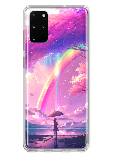 Samsung Galaxy S20 Plus Kawaii Manga Pink Cherry Blossom Japanese Rainbow Girl Hybrid Protective Phone Case Cover