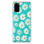 Samsung Galaxy S20 Plus Turquoise Teal White Daisies Cute Daisy Polka Dots Double Layer Phone Case Cover