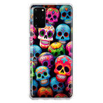 Samsung Galaxy S20 Plus Halloween Spooky Colorful Day of the Dead Skulls Hybrid Protective Phone Case Cover