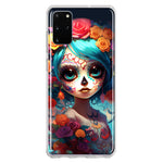 Samsung Galaxy S20 Plus Halloween Spooky Colorful Day of the Dead Skull Girl Hybrid Protective Phone Case Cover