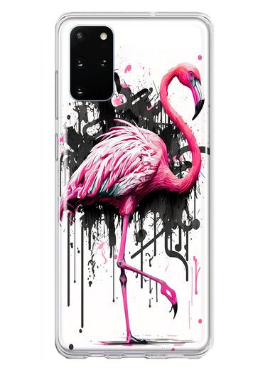 Samsung Galaxy S20 Plus Pink Flamingo Painting Graffiti Hybrid Protective Phone Case Cover