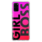 Samsung Galaxy S20 Plus Pink Clear Funny Text Quote Girl Boss Hybrid Protective Phone Case Cover