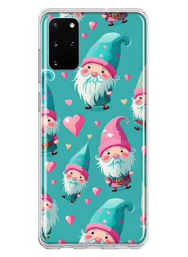Samsung Galaxy S20 Plus Turquoise Pink Hearts Gnomes Hybrid Protective Phone Case Cover
