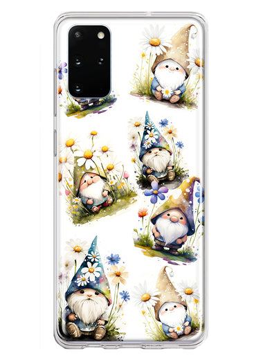 Samsung Galaxy S20 Plus Cute White Blue Daisies Gnomes Hybrid Protective Phone Case Cover