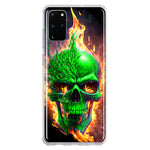 Samsung Galaxy S20 Plus Green Flaming Skull Burning Fire Double Layer Phone Case Cover