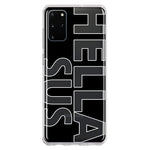 Samsung Galaxy S20 Plus Black Clear Funny Text Quote Hella Sus Hybrid Protective Phone Case Cover