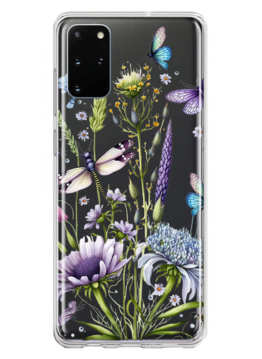 Samsung Galaxy S20 Plus Lavender Dragonfly Butterflies Spring Flowers Hybrid Protective Phone Case Cover