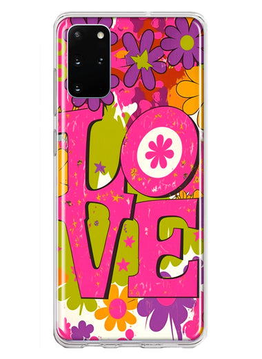 Samsung Galaxy S20 Plus Pink Daisy Love Graffiti Painting Art Hybrid Protective Phone Case Cover