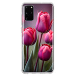 Samsung Galaxy S20 Plus Pink Tulip Flowers Floral Hybrid Protective Phone Case Cover